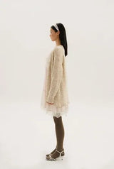 Boucle long cardigan - glitter beige