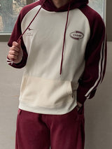 Color Block Napping Two-Line Hoodie