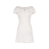 ロゼット リボン ドレス (WHITE)