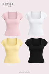 ミンキースクエアスリムカラーショートスリーブTシャツ