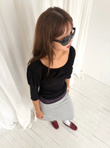 Shirring puff 3/4 sleeve T (2c)