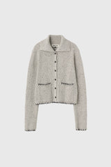 【即日発送】vintage stitch high-neck collar cardigan