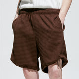 2way waffle half banding pants brown