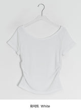 コーセル Uネック サイドシャーリング ショートスリーブTシャツ