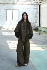 (W) DOUBLE-POCKETED LEOPARD PANTS