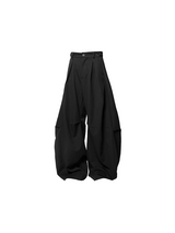 RELABEL Three-dimensional Composition (Lines and Corners) Horizontal And Vertical Combination Of Pleated And Draped Loose-fitting Scimitar Silhouette Suit Trousers