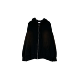 cat brush fleece hood zip-up