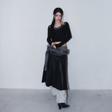 cross patch lace sleeve - black