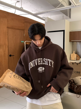  Urban University Embroidery Double Middle Overfit Hoodie