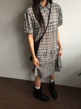Cold check collar dress (2color) 