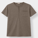 [1+1] Kato Henley Neck Slub Short Sleeve T-shirt