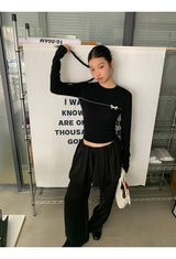 ボウラインラウンド長袖ニットTシャツ