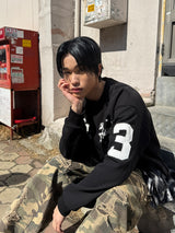 UNICORN VARSITY EMBLEM SWEAT JACKET BLACK