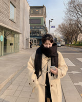 Wool buckle long coat