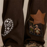 Paisley Artwork Embroidered Jogger Wide Pants