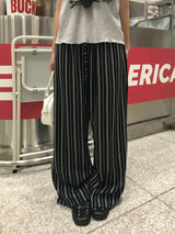 Sunday Home Stripe Lounge Button Wide Pants