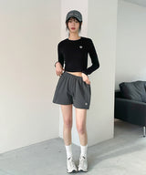 スリム フィット クロップ ロングスリーブ ティーシャツ [フォーカラー]