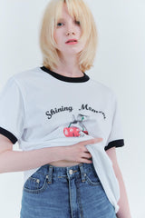 チェリーリンガーTシャツ_ホワイト/ブラック