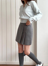Dews Unbalance Pleats Wrap Skirt Pants