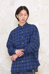 ALARM ワンポケットチェックシャツ_BLUE