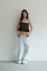 Tie satin blouse_brown