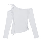 [GUSTA MADE] アンバランスストラップシャーリングトップ (WHITE)