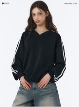 [Unisex] SPORTY TRACK V-NECK OVER FIT SWEATSHIRT (4color)