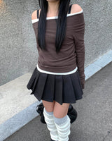 Wool pleated pants skirt
