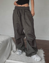 Heavy Double Knee Pintuck Wide String Pants