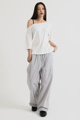 ワンショルダーTシャツ, White
