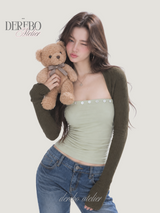 Olive Brown Tube Top Bolero Two-Piece Set