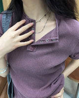 レノン ピグメント ヘンリーネック ショートスリーブ Tシャツ