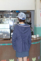 ケーキドットレースアップフーディ (NAVY)
