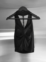 Braided Backless Cowl Neck Halter Padded Top