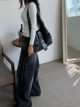 Dual Switch Gradient Flap Pocket ツーウェイスナップワイドパンツ (3 Colors)