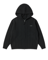 25FW ケーブルニットフーディージップアップ ブラック