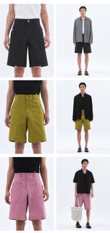 ウォッシュドコットンファティーグバミューダパンツ_Olive Green