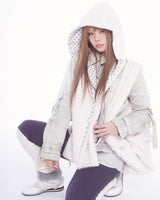 Fluffy hood muffler (ivory)