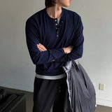 LMN Settle 5 Button Layered Ribbed Long Sleeve Tee (4 colors)