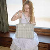 summer check shoulder bag green