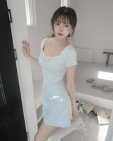 [MADE] Viola Lace Shirred Mini Dress