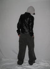 Leather Jersey Zip-Up Jacket