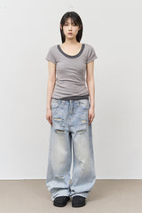 Hold Damage Wide Denim