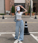 [BELLIDE MADE] Bubble, U-neck semi-cropped short-sleeved T-shirt