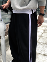 キーパーデイリーダブルロートラックバンディングワイドパンツ