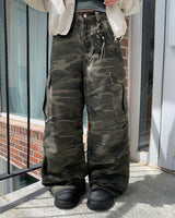 Pimme Military Camo Pocket Cargo Bootcut Cotton Long Pants
