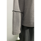 スリップネックオーバーロックトップ : GREY