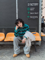 ファーリーストライプモヘアニット