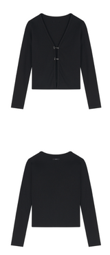 [mnem] chain hook slim cardigan (black)