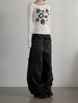 プレスフラワーボートネックTシャツ